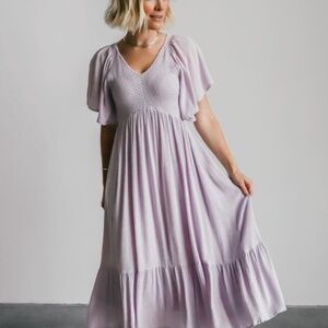 Baltic Born Dress Purple Lilac Felicity Maxi Smocked Neck Short Sleeve Flowy 3X